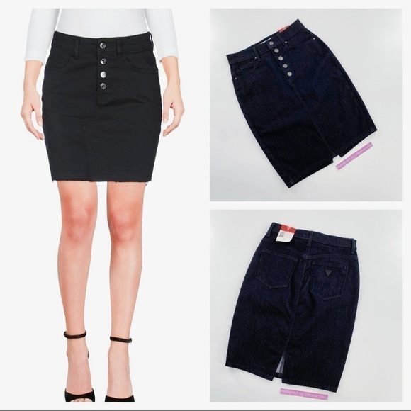 GUESS Black Cotton blend Skirt Sz 27 - Picture 1 of 8